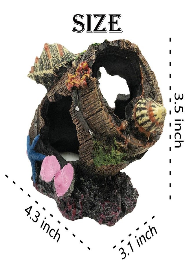 SLOCME Aquarium Broken Barrel with Conch Decorations - Betta Cave Hideout Fish Tank Barrel Ornament - Image 3